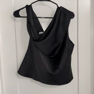 Wayf black cowl neck, satin tank top